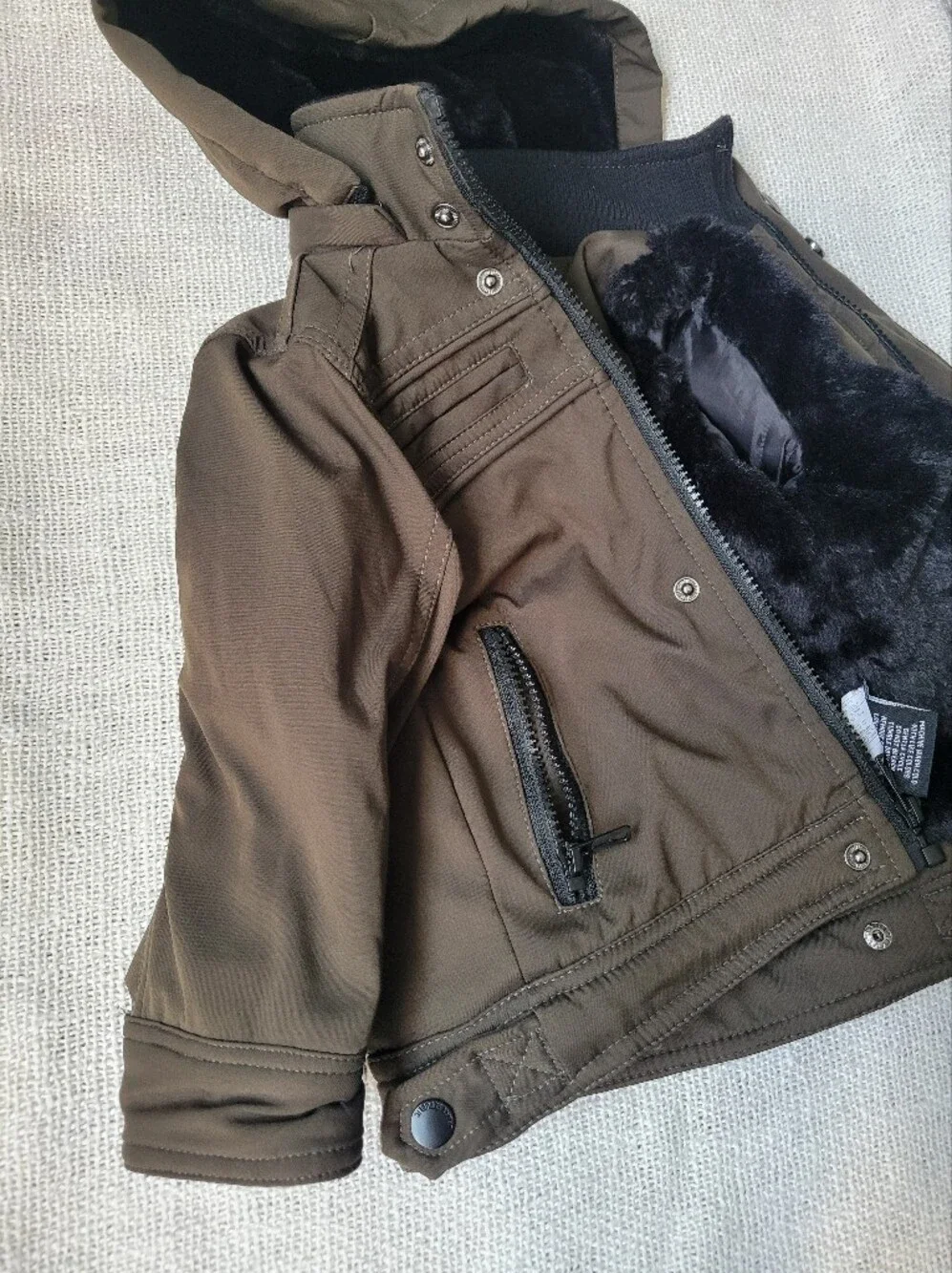Urban Republic Green Toddler Hooded Puffer Jacket with Faux-Fur Trim